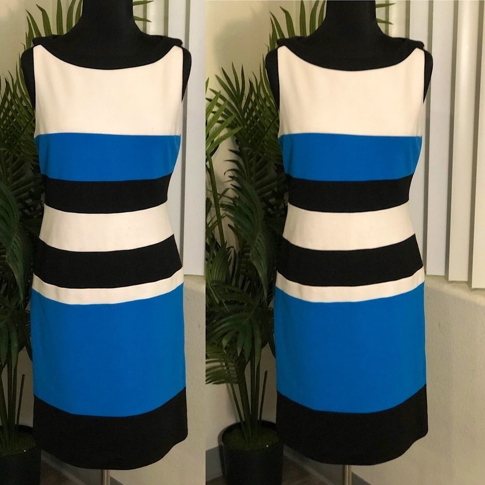 By Premise Dress Blue Color Block Dress
